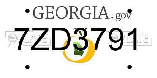 7ZD3791 Georgia License Plate