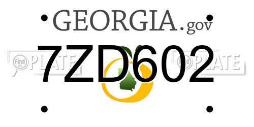 7ZD602 Georgia License Plate