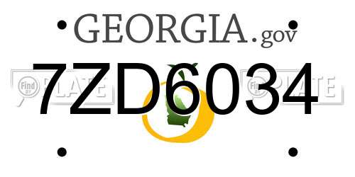 7ZD6034 Georgia License Plate
