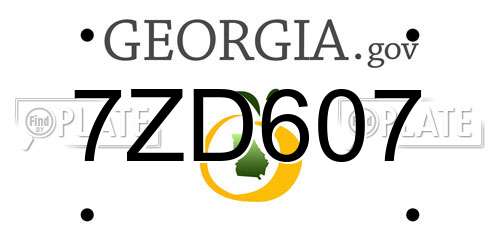7ZD607 Georgia License Plate