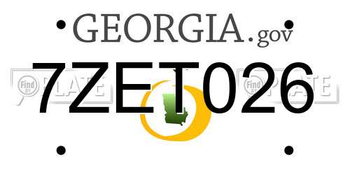 7ZET026 Georgia License Plate