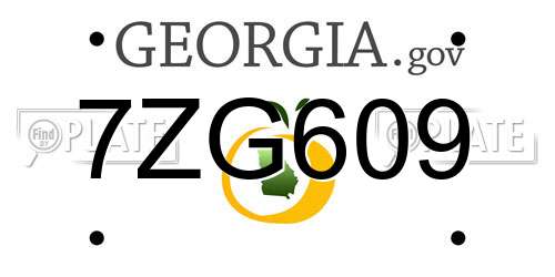 7ZG609 Georgia License Plate