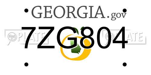 7ZG804 Georgia License Plate