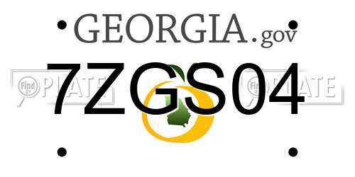 7ZGS04 Georgia License Plate