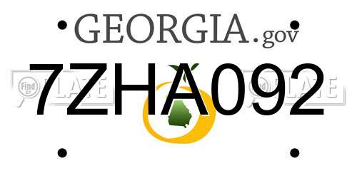 7ZHA092 Georgia License Plate