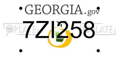 7ZI258 Georgia License Plate