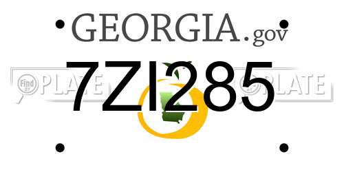 7ZI285 Georgia License Plate