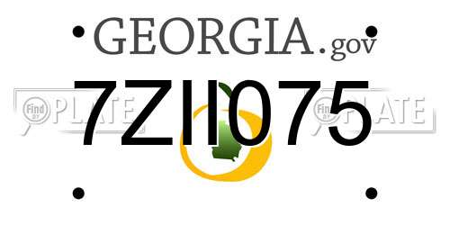 7ZII075 Georgia License Plate