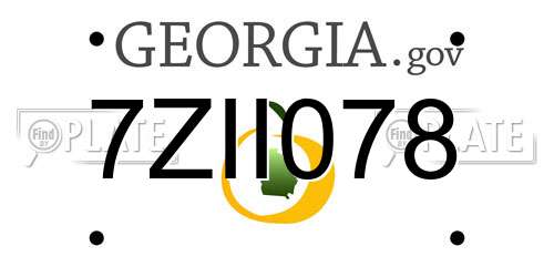 7ZII078 Georgia License Plate