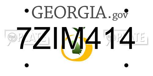 7ZIM414 Georgia License Plate