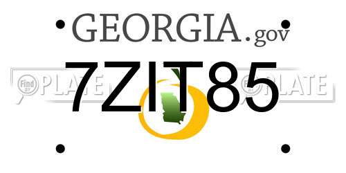 7ZIT85 Georgia License Plate