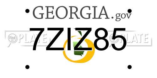 7ZIZ85 Georgia License Plate