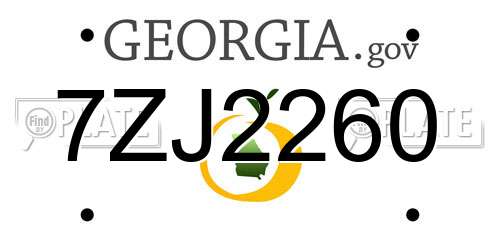 7ZJ2260 Georgia License Plate