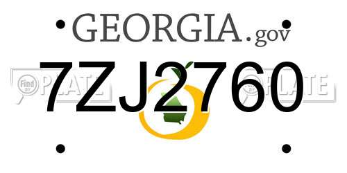 7ZJ2760 Georgia License Plate