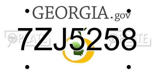 7ZJ5258 Georgia License Plate
