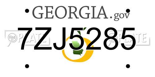 7ZJ5285 Georgia License Plate