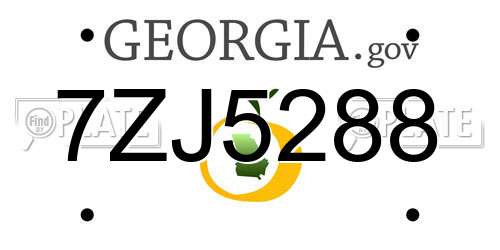 7ZJ5288 Georgia License Plate