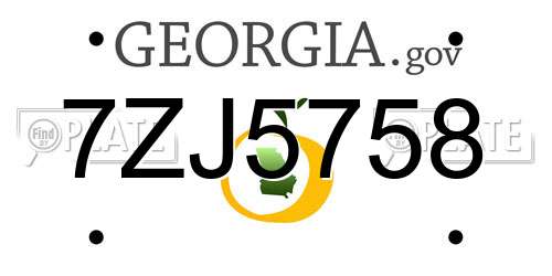 7ZJ5758 Georgia License Plate
