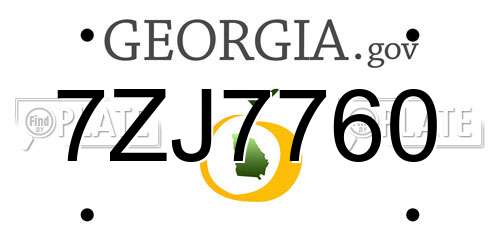 7ZJ7760 Georgia License Plate
