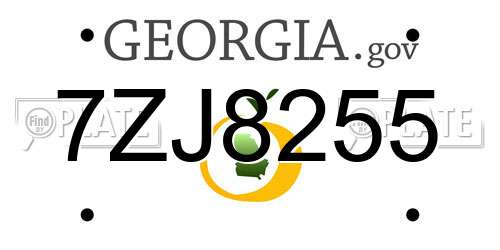 7ZJ8255 Georgia License Plate