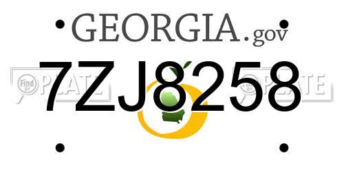 7ZJ8258 Georgia License Plate
