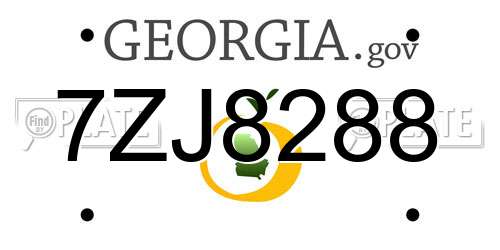 7ZJ8288 Georgia License Plate