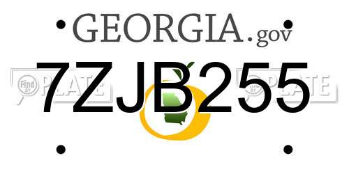 7ZJB255 Georgia License Plate