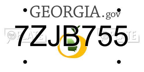 7ZJB755 Georgia License Plate