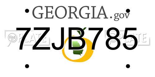 7ZJB785 Georgia License Plate