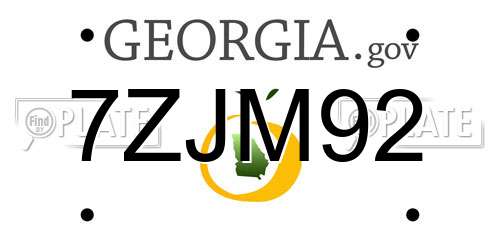 7ZJM92 Georgia License Plate