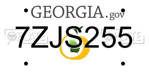 7ZJS255 Georgia License Plate