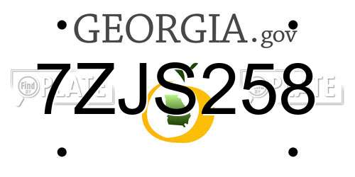 7ZJS258 Georgia License Plate