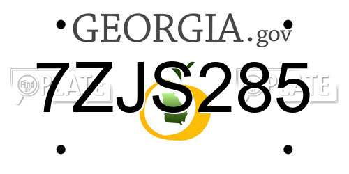 7ZJS285 Georgia License Plate