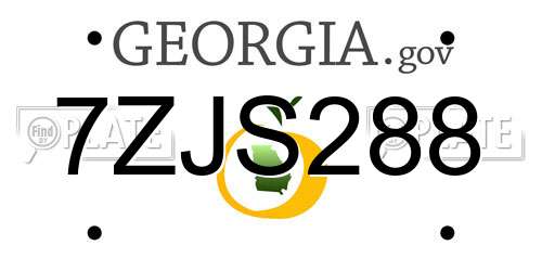 7ZJS288 Georgia License Plate