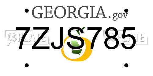 7ZJS785 Georgia License Plate