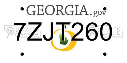 7ZJT260 Georgia License Plate