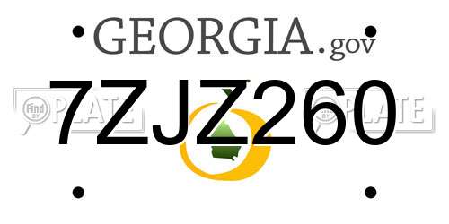 7ZJZ260 Georgia License Plate