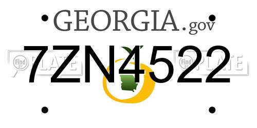7ZN4522 Georgia License Plate