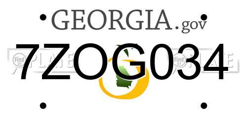 7ZOG034 Georgia License Plate