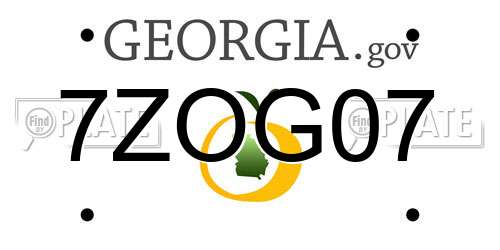 7ZOG07 Georgia License Plate