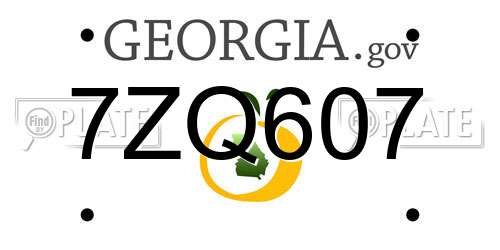 7ZQ607 Georgia License Plate