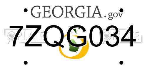7ZQG034 Georgia License Plate