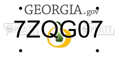 7ZQG07 Georgia License Plate