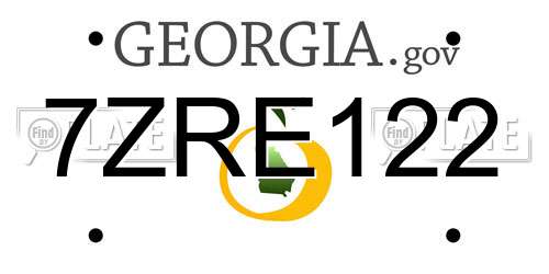 7ZRE122 Georgia License Plate