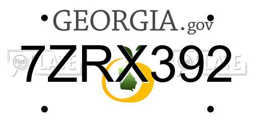 7ZRX392 Georgia License Plate