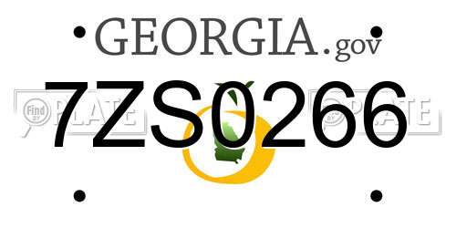 7ZS0266 Georgia License Plate