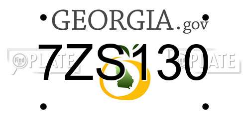7ZS130 Georgia License Plate