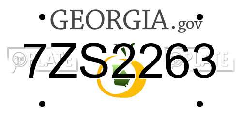 7ZS2263 Georgia License Plate