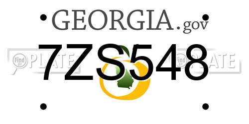 7ZS548 Georgia License Plate