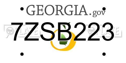 7ZSB223 Georgia License Plate